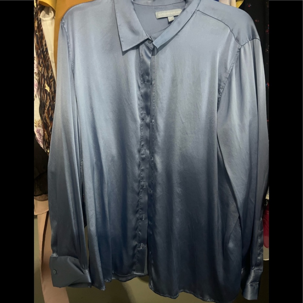 Antonio Melani powder blue silk blouse worn once
